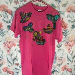 Vintage Colorful Pink Short Sleeve Men's Tee